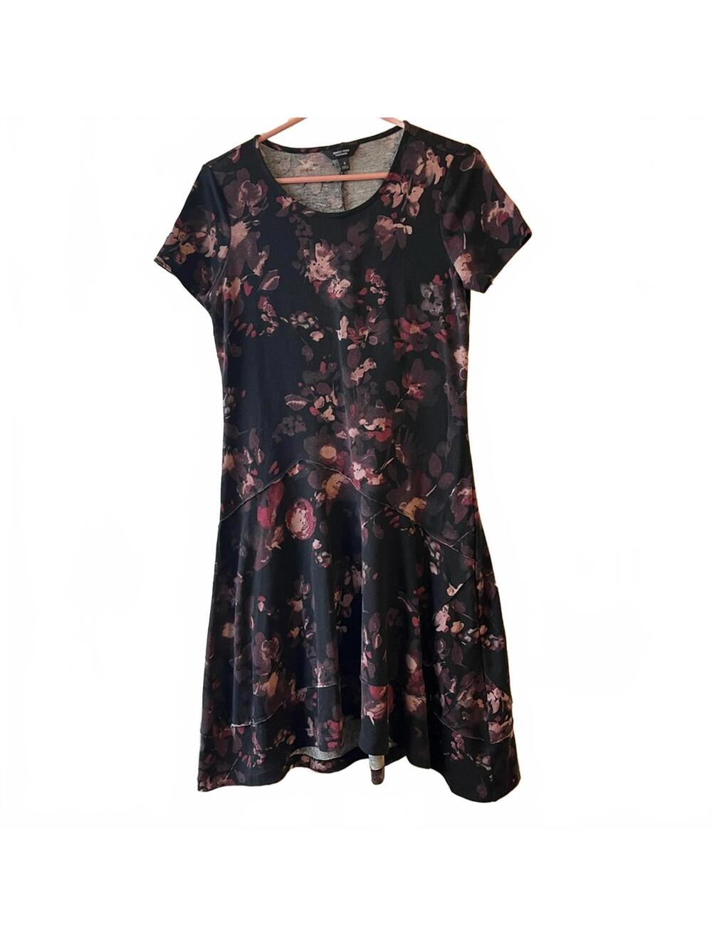 Simply Vera Floral Black and Pink Dress